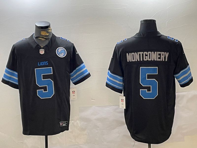 Men Detroit Lions #5 Montgomery Black three generations 2024 Nike Limited NFL Jersey style 2->detroit lions->NFL Jersey
